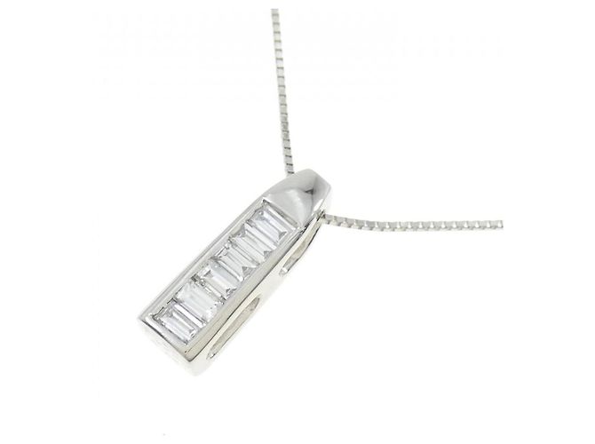 Autre Marque Platin-Diamant-Halskette Silber - Ansicht 3
