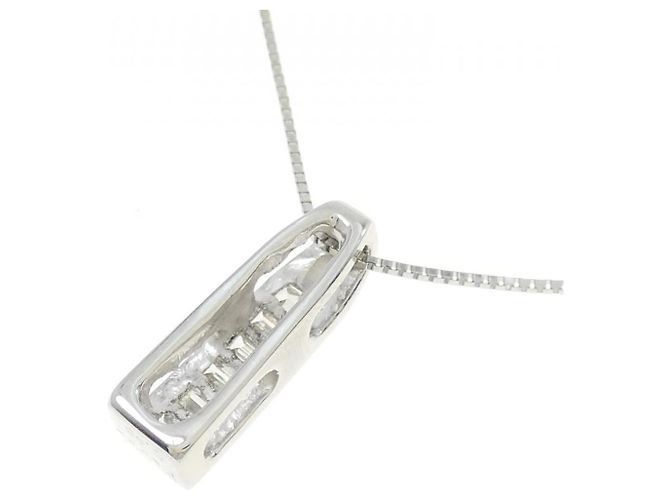 Autre Marque Platin-Diamant-Halskette Silber - Ansicht 4