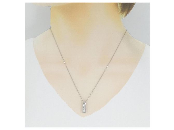 Autre Marque Platin-Diamant-Halskette Silber - Ansicht 6
