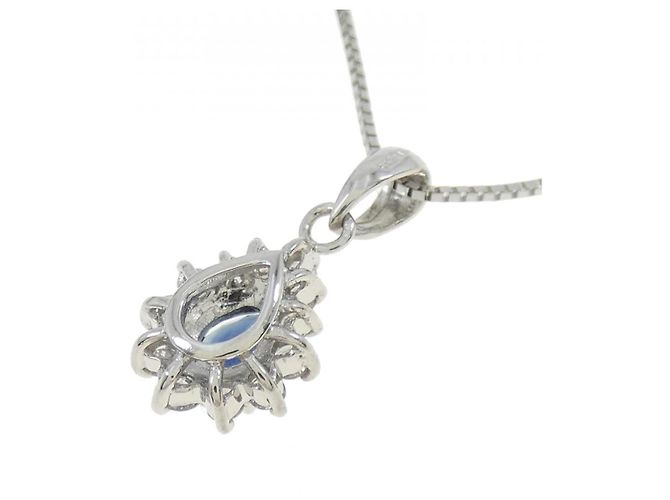 Autre Marque Platin-Saphir-Diamant-Halskette Silber - Ansicht 4