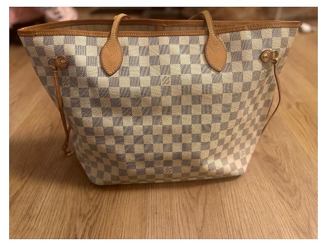 Louis Vuitton Borsa Neverfull MM Damier blu Bianco - vista 4