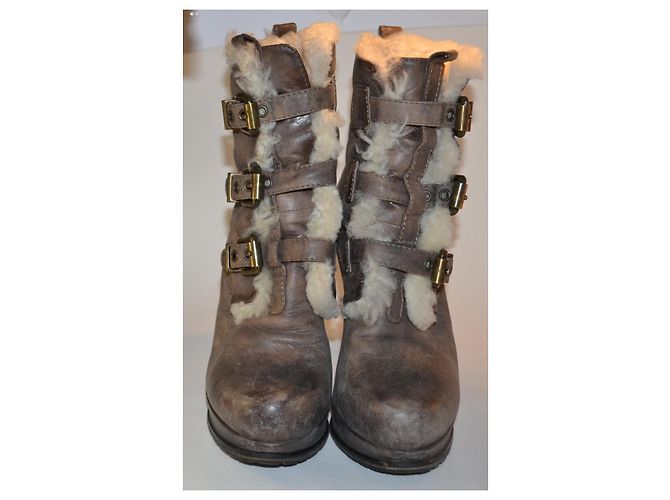 Botines Luciano Padovan de cuero marrón caqui Castaño - vista 2