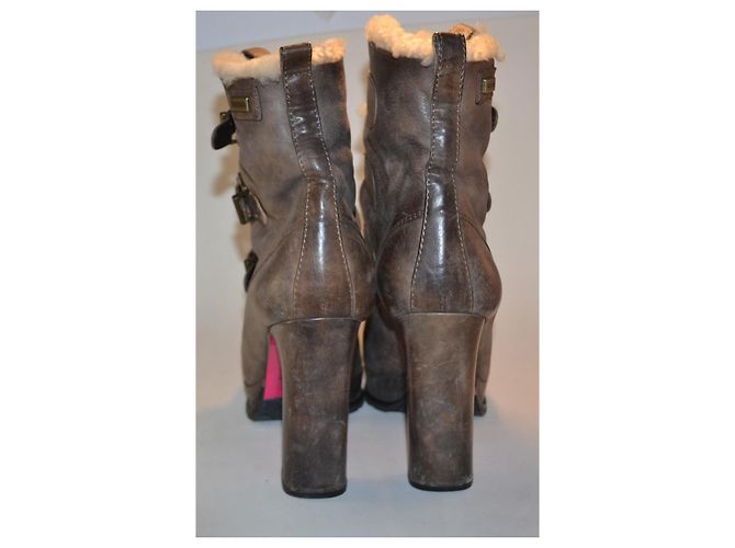 Botines Luciano Padovan de cuero marrón caqui Castaño - vista 3