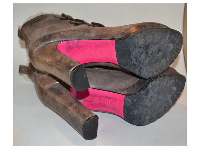 Botines Luciano Padovan de cuero marrón caqui Castaño - vista 5