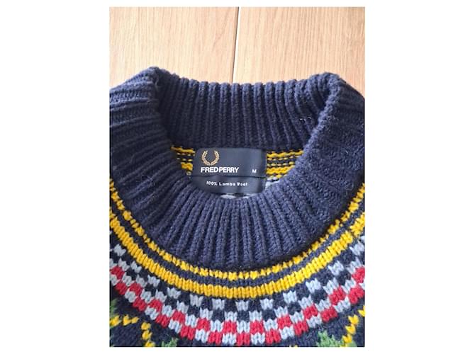 Fred Perry Pullover aus Lammwolle Marineblau M - Ansicht 6