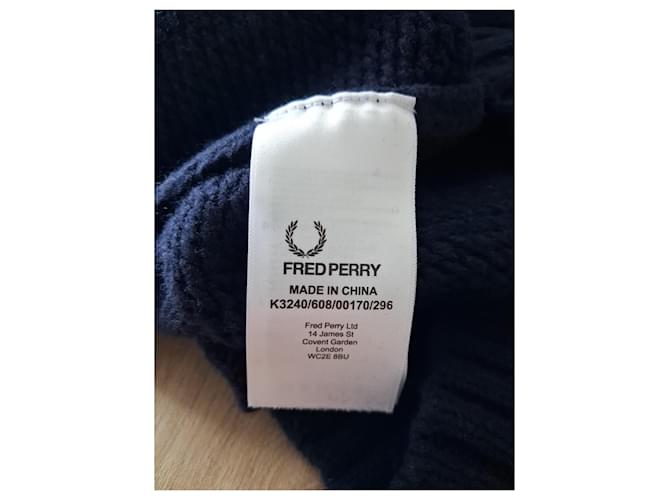 Fred Perry Pullover aus Lammwolle Marineblau M - Ansicht 7