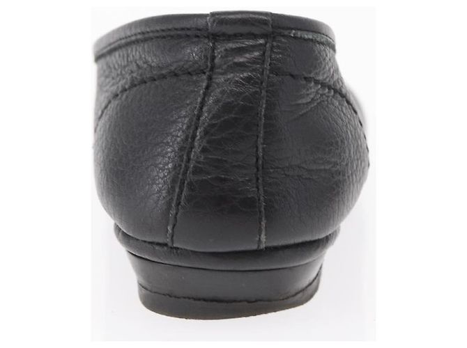 LOUIS VUITTON Zapatos Planos de Cuero Negro LV Auth ti3573 - vista 12