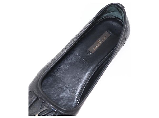 LOUIS VUITTON Zapatos Planos de Cuero Negro LV Auth ti3573 - vista 14