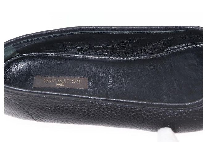 LOUIS VUITTON Zapatos Planos de Cuero Negro LV Auth ti3573 - vista 16