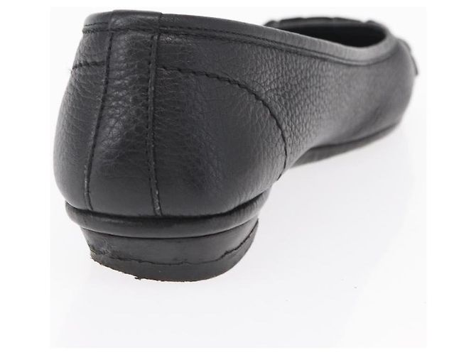 LOUIS VUITTON Zapatos Planos de Cuero Negro LV Auth ti3573 - vista 21