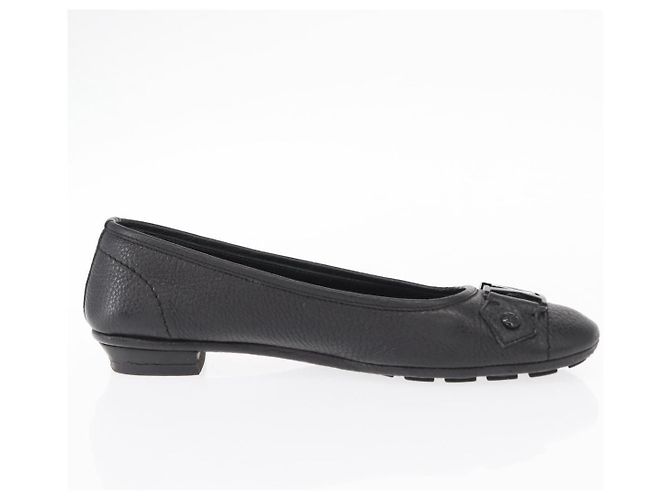LOUIS VUITTON Zapatos Planos de Cuero Negro LV Auth ti3573 - vista 22