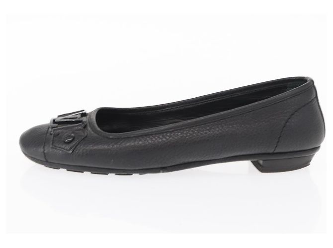LOUIS VUITTON Zapatos Planos de Cuero Negro LV Auth ti3573 - vista 23