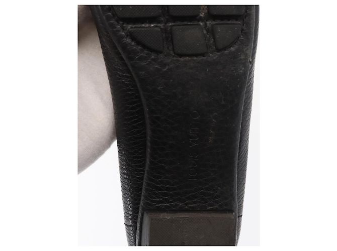 LOUIS VUITTON Zapatos Planos de Cuero Negro LV Auth ti3573 - vista 27