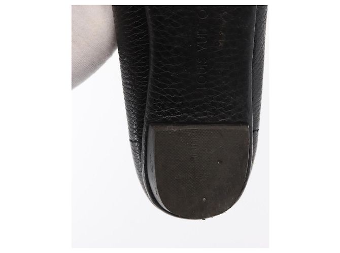 LOUIS VUITTON Zapatos Planos de Cuero Negro LV Auth ti3573 - vista 28