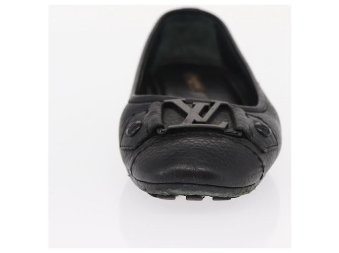 LOUIS VUITTON Zapatos Planos de Cuero Negro LV Auth ti3573 - vista 29