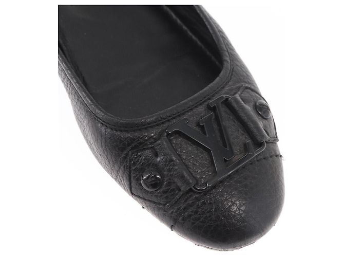 LOUIS VUITTON Zapatos Planos de Cuero Negro LV Auth ti3573 - vista 31