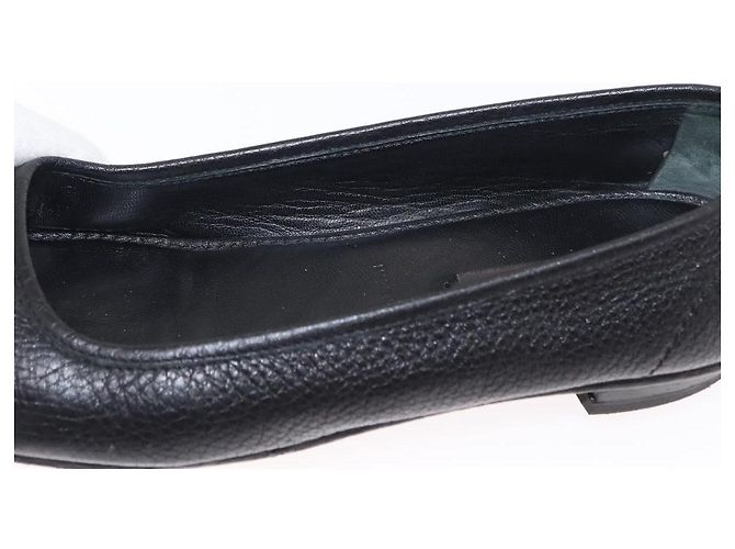 LOUIS VUITTON Zapatos Planos de Cuero Negro LV Auth ti3573 - vista 33