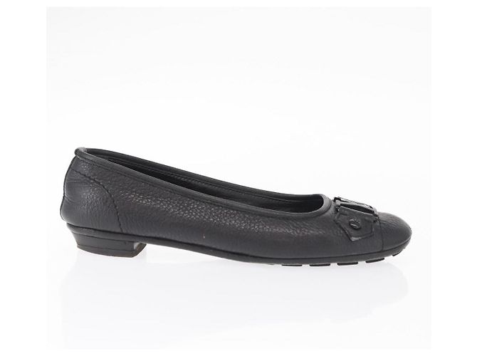 LOUIS VUITTON Zapatos Planos de Cuero Negro LV Auth ti3573 - vista 4