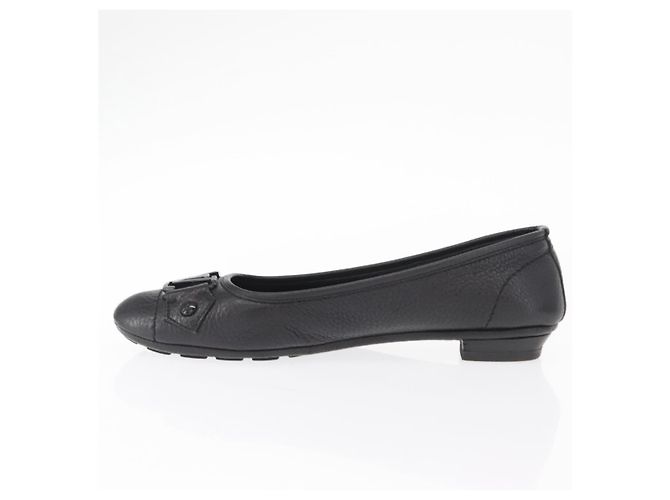LOUIS VUITTON Zapatos Planos de Cuero Negro LV Auth ti3573 - vista 5