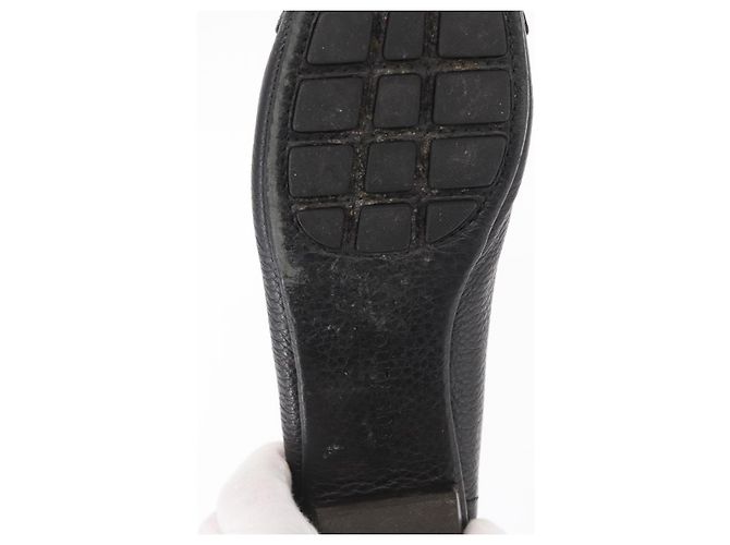 LOUIS VUITTON Zapatos Planos de Cuero Negro LV Auth ti3573 - vista 9