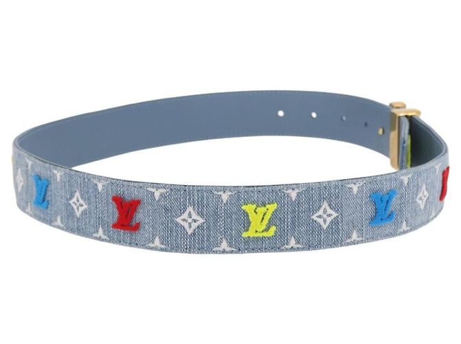 LOUIS VUITTON Cintura in Denim Monogram Nuova Onda Blu M0146 Auth 159446SM - vista 4