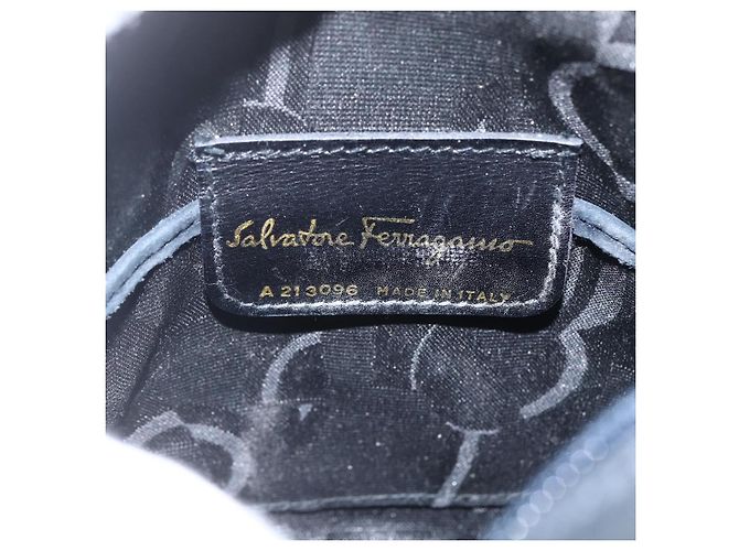Borsa a Spalla Salvatore Ferragamo in Camoscio Blu Navy Oro Auth 158402 D'oro - vista 12