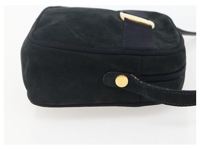 Borsa a Spalla Salvatore Ferragamo in Camoscio Blu Navy Oro Auth 158402 D'oro - vista 4