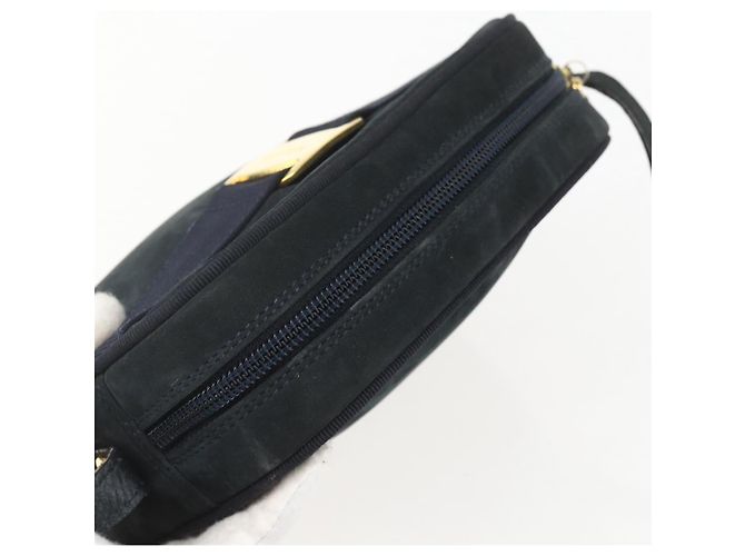 Borsa a Spalla Salvatore Ferragamo in Camoscio Blu Navy Oro Auth 158402 D'oro - vista 6