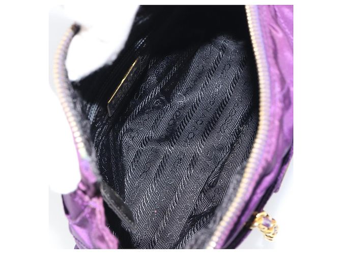 PRADA Borsa a Spalla con Catena Nylon Viola Oro Auth 157669 D'oro Porpora - vista 11