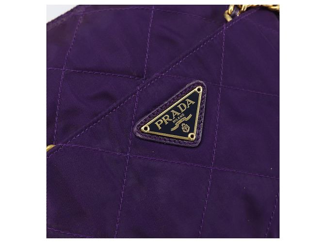 PRADA Borsa a Spalla con Catena Nylon Viola Oro Auth 157669 D'oro Porpora - vista 17