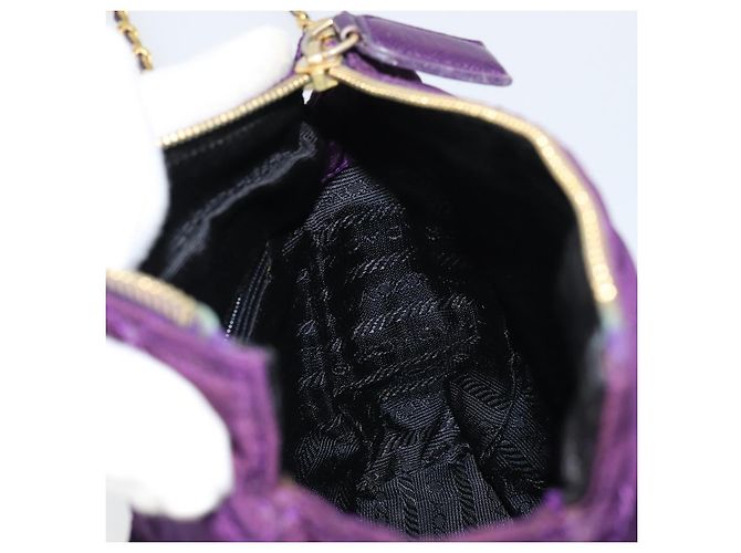 PRADA Borsa a Spalla con Catena Nylon Viola Oro Auth 157669 D'oro Porpora - vista 19