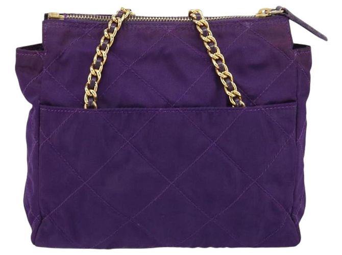 PRADA Borsa a Spalla con Catena Nylon Viola Oro Auth 157669 D'oro Porpora - vista 2