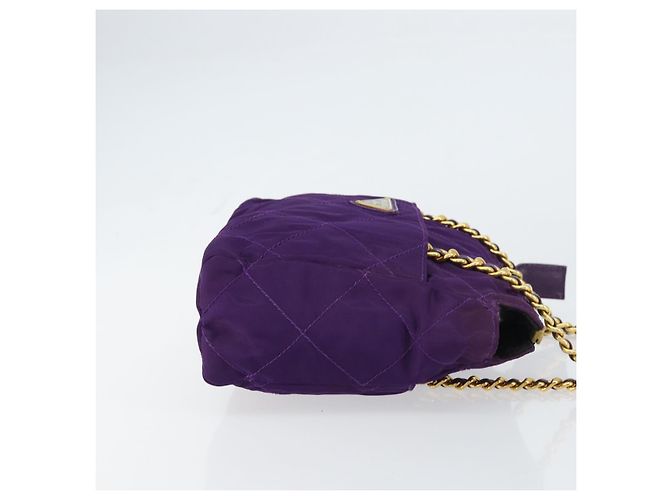 PRADA Borsa a Spalla con Catena Nylon Viola Oro Auth 157669 D'oro Porpora - vista 3