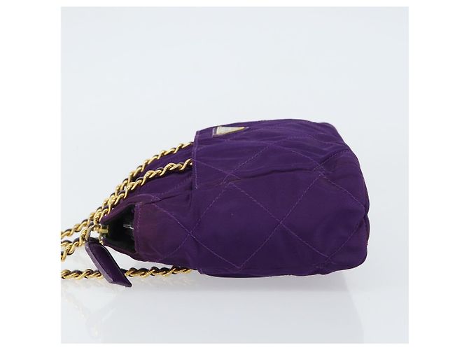 PRADA Borsa a Spalla con Catena Nylon Viola Oro Auth 157669 D'oro Porpora - vista 4