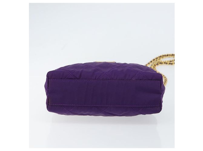 PRADA Borsa a Spalla con Catena Nylon Viola Oro Auth 157669 D'oro Porpora - vista 5