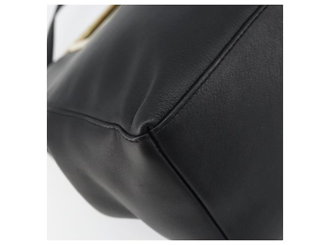 Borsa a mano in pelle Gancini Salvatore Ferragamo 2 in 1 Nero Oro Auth 157683 - vista 17