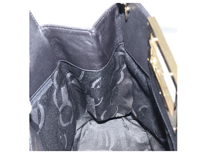 Borsa a mano in pelle Gancini Salvatore Ferragamo 2 in 1 Nero Oro Auth 157683 - vista 18