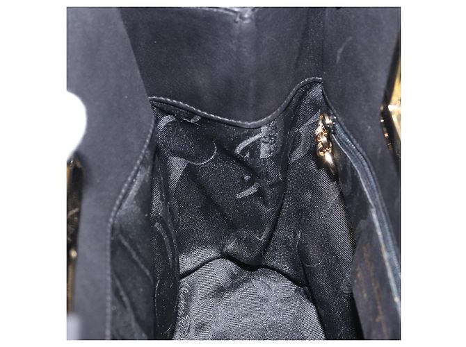Borsa a mano in pelle Gancini Salvatore Ferragamo 2 in 1 Nero Oro Auth 157683 - vista 19