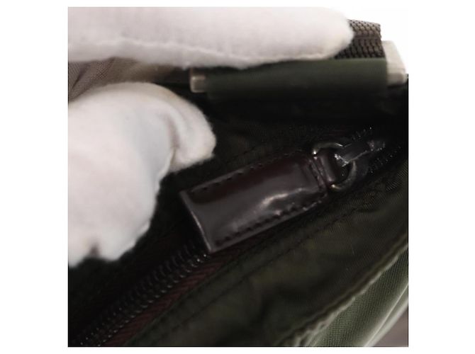 Borsa a Spalla PRADA Nylon Kaki Argento Autentica 156928 Cachi - vista 10