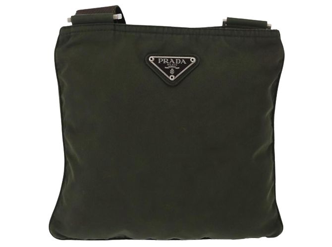 Borsa a Spalla PRADA Nylon Kaki Argento Autentica 156928 Cachi - vista 13