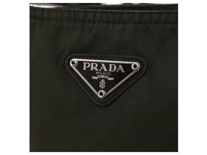 Borsa a Spalla PRADA Nylon Kaki Argento Autentica 156928 Cachi - vista 17