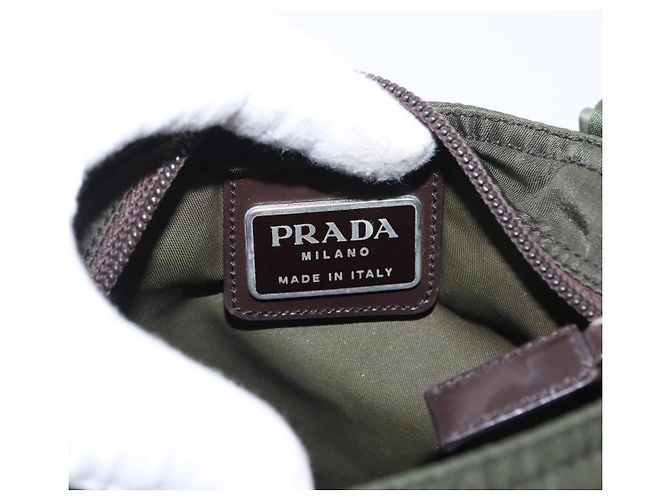 Borsa a Spalla PRADA Nylon Kaki Argento Autentica 156928 Cachi - vista 18