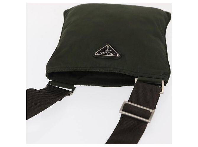 Borsa a Spalla PRADA Nylon Kaki Argento Autentica 156928 Cachi - vista 6
