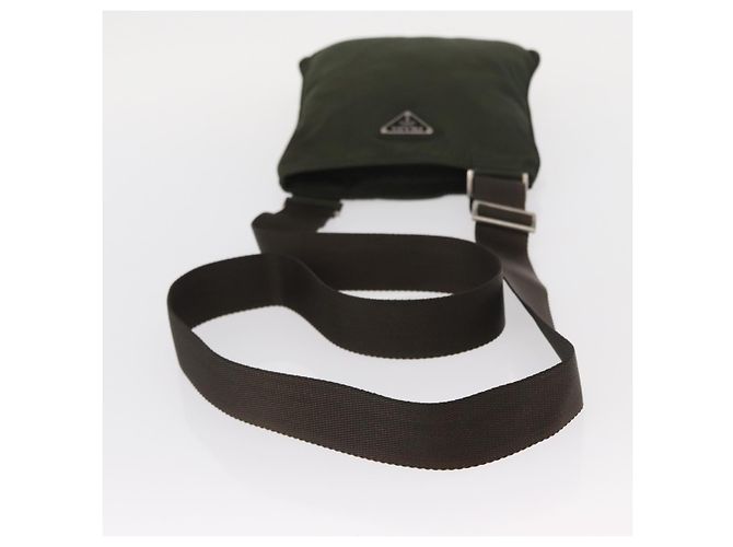 Borsa a Spalla PRADA Nylon Kaki Argento Autentica 156928 Cachi - vista 7