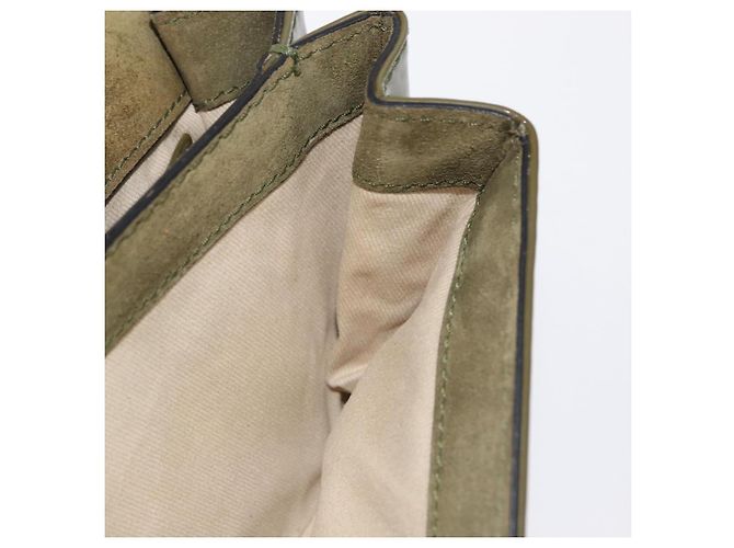 VALENTINO Bolsa de Ombro com Corrente e Studs Esmalte Caqui Ouro Auth bs31799 Dourado - vista 23