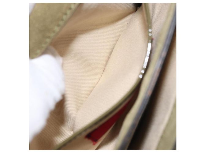 VALENTINO Bolsa de Ombro com Corrente e Studs Esmalte Caqui Ouro Auth bs31799 Dourado - vista 24