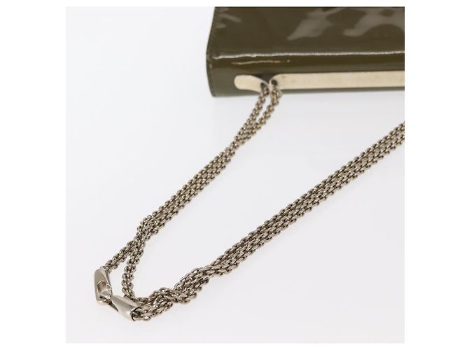 VALENTINO Bolsa de Ombro com Corrente e Studs Esmalte Caqui Ouro Auth bs31799 Dourado - vista 7