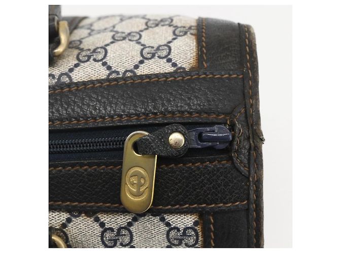 Borsa a Mano GUCCI GG Supreme PVC Blu Navy Oro Auth ka1142 D'oro - vista 10