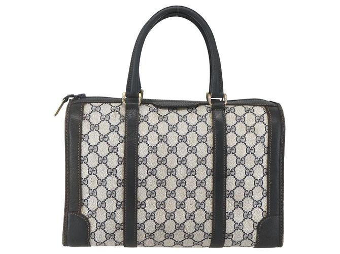 Borsa a Mano GUCCI GG Supreme PVC Blu Navy Oro Auth ka1142 D'oro - vista 13