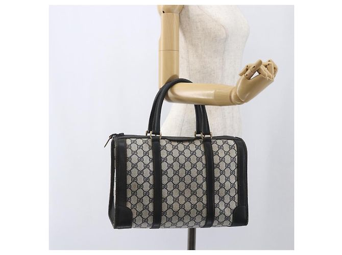 Borsa a Mano GUCCI GG Supreme PVC Blu Navy Oro Auth ka1142 D'oro - vista 21